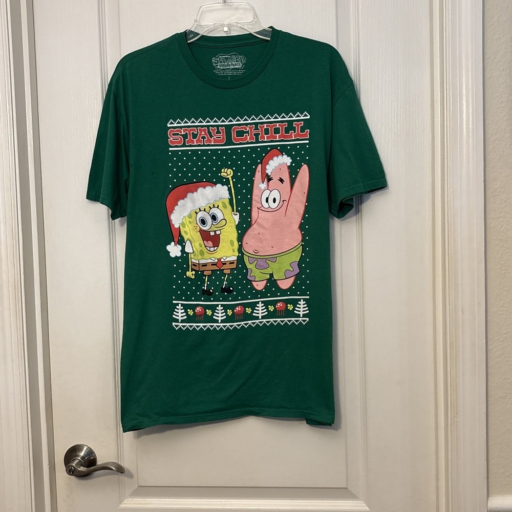 SpongeBob SquarePants Stay Chill‎ Christmas T-Shirt Men's Large
